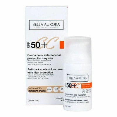 Correttore Antimacchie CC Cream Bella Aurora Tonalità Media Spf 50 (30 ml)