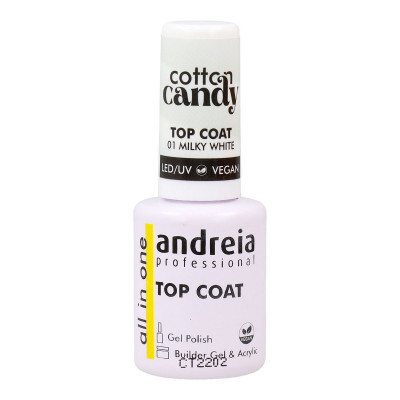 Smalto per unghie Andreia Cotton Candy Top Coat Nº 01 Milky White 10,5 ml