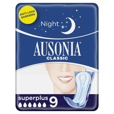 Assorbenti da Notte Ausonia Super Plus 9 Unità